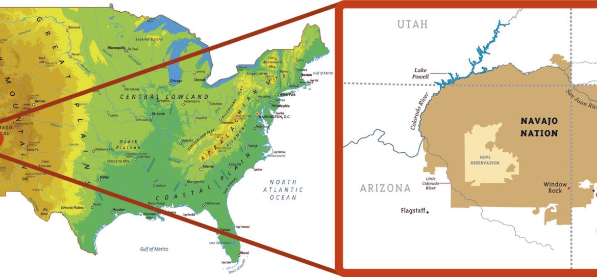 Abridged map of the Navajo Nation where is navajo nation