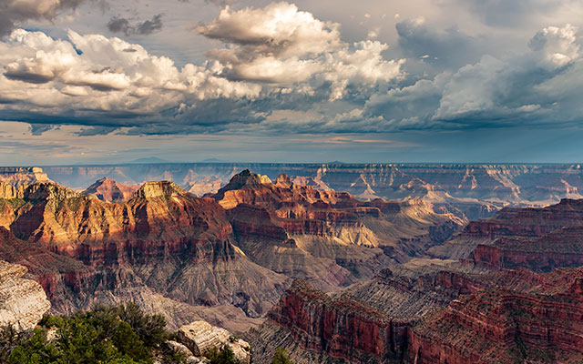 The sun setting over the Grand Canyon National Park