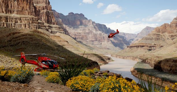 EC-130 helicopter landed at the bottom of the Grand Canyon