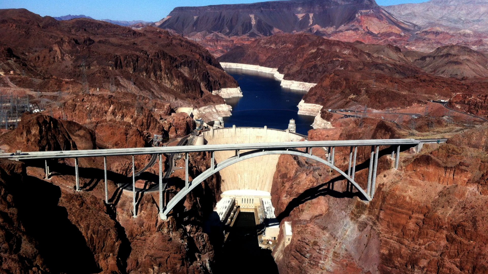Aerial View of the Hoover Dam and the Mike O'Callaghan - Pat Tillman Memorial Bridge
