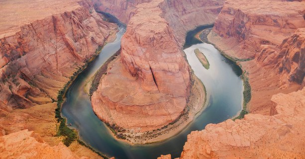 The Colorado River winding through Horseshoe Bend.'
